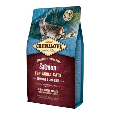 Carnilove Trockenfutter für Katzen, Erwachsene, Langhaar, Lachs, 6 kg (1er Pack)