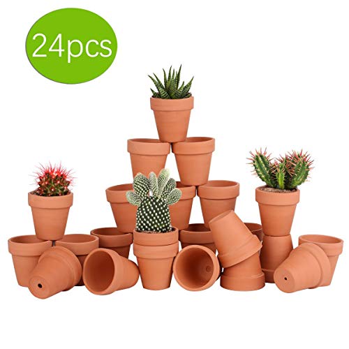 24Pcs Small Mini Clay Pots, 2.5'' Terracotta Pot Clay Ceramic Pottery Planter, Cactus Flower Terra Cotta Pots, Succulents Nursery Pots, With Drainage Hole, For Indoor/Outdoor Plants, Crafts,Wedding #TOP3