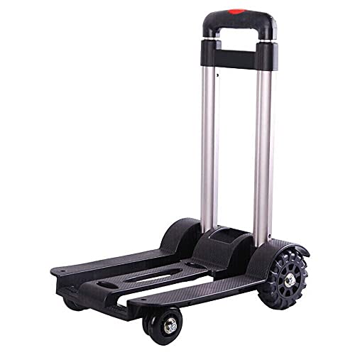 Carro de mano plegable portátil con plataforma giratoria de 360° para equipaje, viajes, compras, mudanza automática y uso en oficina, 22 x 54 cm, negro, 24 x 46 cm