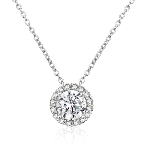 Simulated Diamond Pendant Necklace for Women Sterling Silver Solitaire Moissanite Dainty Choker Necklaces
