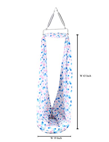 VParents-Preemie-Baby-Swing-Cradle-with-Mosquito-Net-Spring-and-Metal-Window-Cradle-Hanger-Blue