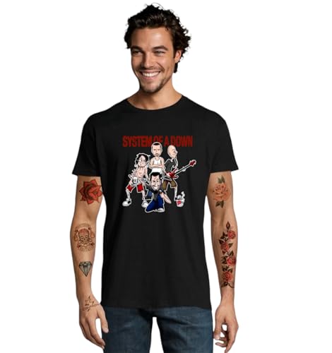 Camiseta System-of-a-Down, Diseño de Banda de Rock, Unisex, Estilo Casual Grupo Musica (FR/ES, Letras, M, Regular, Regular, Negro)