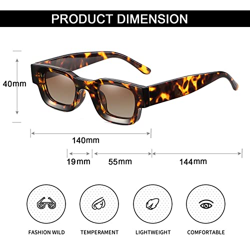 Image of EYLRIM Thick Square Frame Sunglasses for Women Men Chunky Rectangle Polarized Sunglasses UV400 Protection