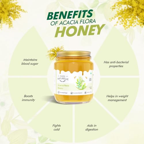 Image of Farm Naturelle Raw Acacia Honey 2750g| Glass Bottle | 100% Pure Unprocessed & Natural Honey | Ayurvedic & Rich in Vitamins and Minerals | Helps Boost Immunity