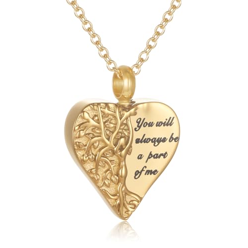 Tree Of Life Urn Necklace For Ashes For Women Girls Mom Stainless Steel Heart Cremation Jewelry For Ashes Of Loved Ones Keepsake Memorial Pendant3