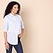 Amazon Essentials Women's Regular-Fit Long-Sleeve Button-Down Poplin Shirt, French Blue White Stripe, Large