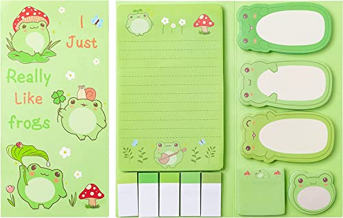 PANTIDE 550Sheets Frog Sticky Notes Set Cute Cartoon Self-Adhesive Writing Notepads Animal Tabs Page Markers for Office Clerks Students School Classroom Reward Birthday Party Gift Office Supplies
