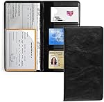 UYYE Auto Car Registration and Insurance Documents Holder - PU Leather Vehicle Glove Box Documents Organizer Wallet, Car Interior Accessories Case Holder for Essential Automobile Documents（Black）