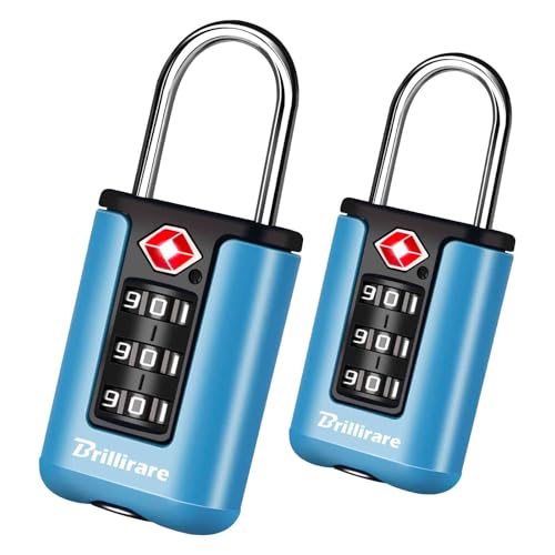 2 Pack TSA Approved Luggage Locks, Combination Travel Padlock, 3-Digit Waterproof Lock, TSA Accepted Outdoor Keyless Resettable Lock for Lockers, Bags, Backpack, Gym, Gate-Blue