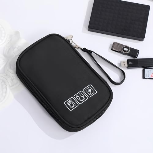 Biliant Kabeltasche, Universal Kabeltasche Organizer, Tragbare Cable Organizer, Wasserdicht Kabelorganizer Tasche, Reisezubehör für USB, Powerbank, SD-Karte, Ladekabel, Schwarz