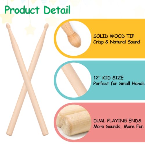 Baquetas de Madera de Arce 12" para Niños (1 Par) miniatura 4