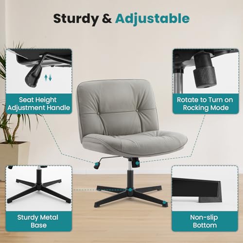 image for OLIXIS Criss Cross Chair Without Wheels, Cross Legged Office Chair, Ar