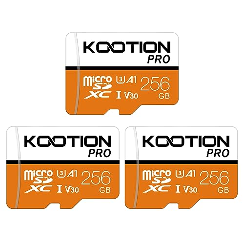 KOOTION 3-Pack Micro SD Card 256GB with UHS-I, U3, V30, A1, high Speed 90mb per Second TF Card 4K Recording Memory Card with Adapter