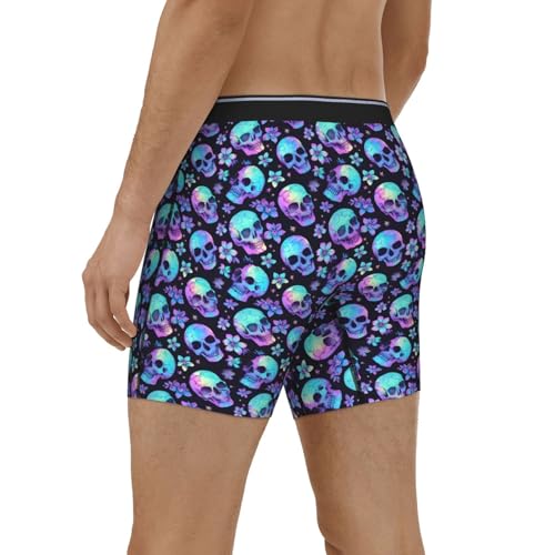 Mens Boxer Briefs - Skull Flower Tie Dye Print Soft Breathable Men'S Underwear Waistband Long Boxer Briefs4