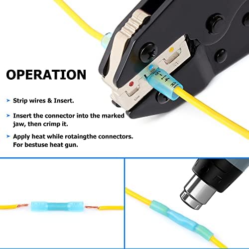 Flytuo Crimping Tool for Heat Shrink ConnectorsRatcheting Wire Terminal Connectors CrimperWire Crimper for Insulated Nylon and Electrical Wire Connectors AWG22-10 (0.5-6mm²