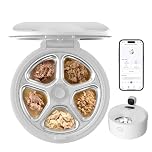 Catboxy Automatic Cat Feeder Wet Food Monitored Automatic Cat Feeder Two-in-One Refrigerated Auto Cat Feeder with Semiconductor Cooling 5 Fresh Meals App-Controlled Easy to Clean（white）
