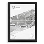 Clamaro 'COLLAGE' picture frame 36x49 handmade | Black Matt | modern angular frame made from MDF wood with acrylic glass pane, back board and metal hanger (horizontal and vertical)