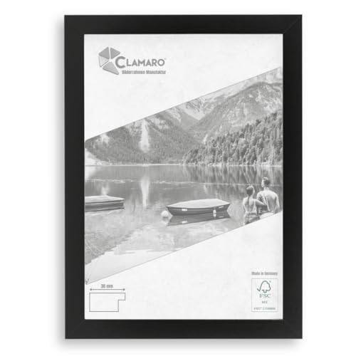 Clamaro COLLAGE Cadre Photo 11×17 | Noir mat | Cadre en MDF avec verre acrylique incassable, panneau arrière et crochets en métal (profil de cadre largeur 30 mm)