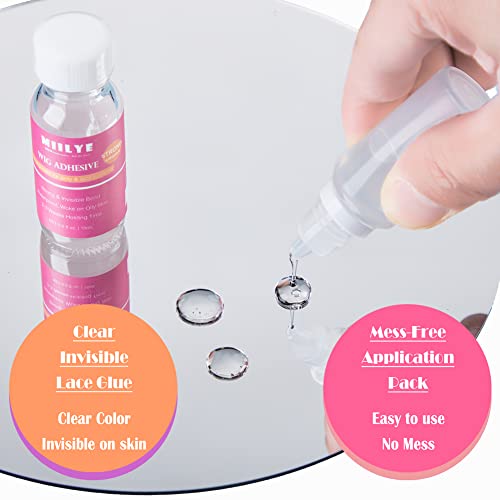 Waterproof Lace Glue, Clear| Invisible Miilye Hair Replacement Wig Bonding Glue, Strong Hold Acrylic Wig Adhesive For Front Lace Wigs And Poly Hairpieces, Toupee, Cosmetic Hair Systems, 0.5Oz/ 15Ml #TOP3