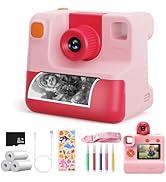 Appareil Photo Pour Enfants - 30 MP 1080P, Écran 2,4 Pouces, Impression Instantanée Noir Et Blanc, Numérique Avec Carte TF 32 Go, 6 Stylos