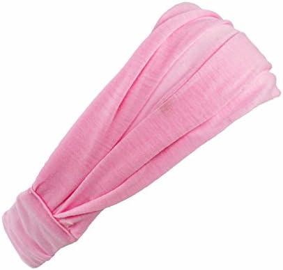 Ladies Cotton Hairband Head Band Headband Wrap Neck Head Scarf Cap 2 In 1 Bandana pink Size fits all