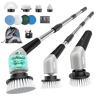 YKYI Spazzola Elettrica Rotante per Pulizia Casa – 8 Testine, Manico Regolabile, 2 Velocità – Spazzola Elettrica Pulizia Casa Bagno Cucina – Spazzola Rotante per Pulizie con USB-C