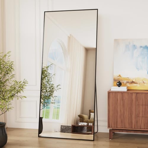Vortisys 171 x 76 cm Specchio da Terra, Specchio a Figura Intera Rettangolare, Cornice in Lega di Alluminio, Specchio da Parete per Soggiorno, Camera da letto