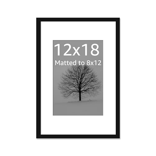 Image of Art Street Synthetic Document Large Size Wall Photo Frame, Set of 1 Big Frames For Wall Artwork, Certificates, Picture & Photographs Home Decor (12x18 Inch, Matted To: 8x12 Inch, Black)