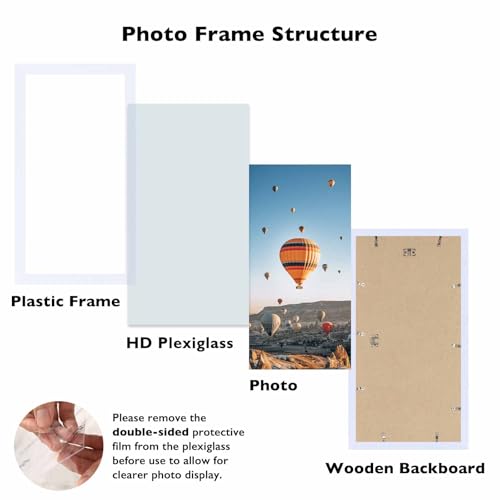 Image of JCJMY 5x15 Picture Frame White for Wall Hanging, Wall Mounting Horizontally or Vertically, 5 x 15 Wall Gallery Poster Photo Frame with Shatter Resistant Plexiglass, White