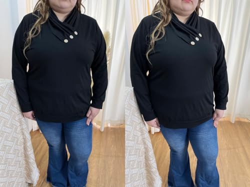 Image of CARCOS Womens Plus Size Tops Mock Neck Long Sleeve Shirts Turtleneck Tunics for Fall Winter XL-5XL