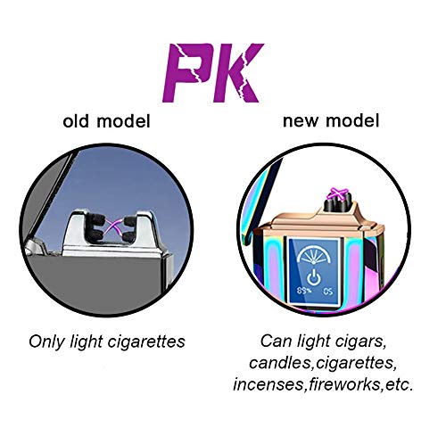Lighters Dual Arc Lighter Windproof Plasma Lighter USB Rechargeable Lighters Flameless Electronic Lighter with LED Display for Cigarettes Candles Fireworks (Silver) - Thumbnail 5