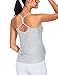 THE GYM PEOPLE Women's Maternity Tank Tops Racerback Pregnancy Ruched Sleeveless Yoga Workout Shirts with Removable Padded Light Grey Heather