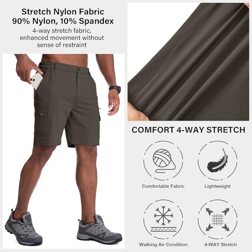 Image of Jessie Kidden Mens Cargo Shorts Expandable Waist Quick Dry Hiking Shorts
