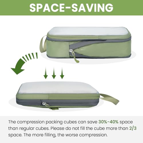 Image of BAGAIL 6 Set Ultralight Compression Packing Cubes Packing Organizer for Travel Accessories Luggage Suitcase Backpack