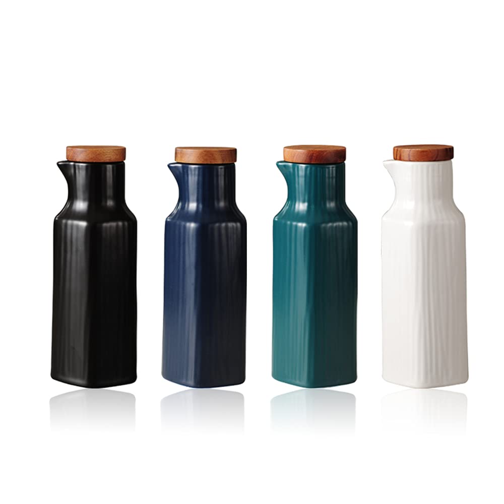 4er Set 300ml Keramik Ölflasche für Küche, Essig, Gewürze, Spülmaschinenfest