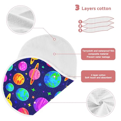 Rainbow Space Pattern Muslin Baby Burp Cloths - Super Absorbent and Soft Burping Rags - Cotton Burp Clothes Set for Boys and Girls, 1 Pack3