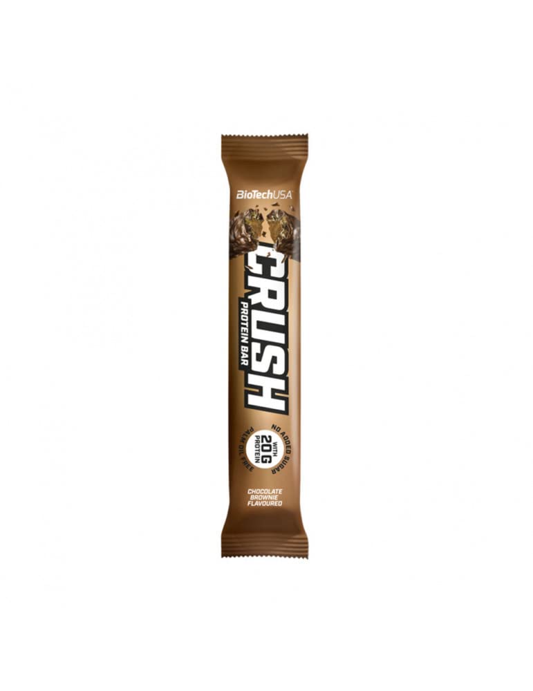 BioTechUSA Crush Bar Barretta multi-strato senza zuccheri aggiunti, con 20 g di proteine, 12 * 64 g, Brownie al cioccolato