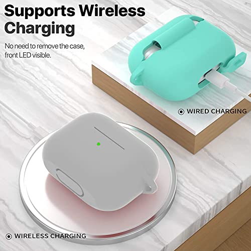 Image of Elzzi Case Compatible with AirPods 3 Full Protective Silicone AirPods 2.5mm Thickness Cover with Wireless and Wired Charging Case Supported (Front LED Visible) (Grey)