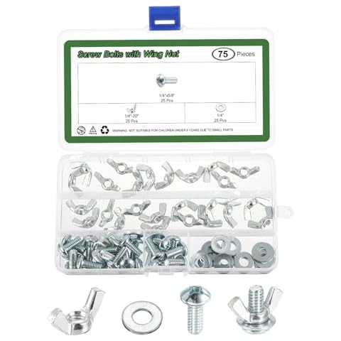 sourcing map 25 Set Screw Bolts with Wing Nuts Cover