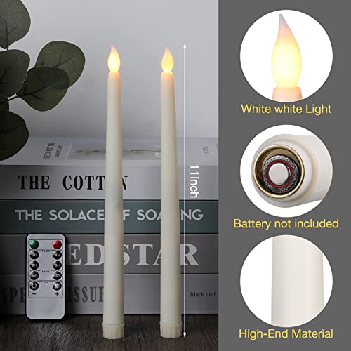 24 Pack Valentines Flameless Flicker Taper Candles With Remote And Timer, Ivory Led Taper Candles Bulk, Battery Operated Window Candles Light For Home Wedding Decoration Gifts, 11 Inch (Warm White) #TOP2