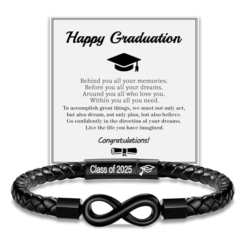 Image of Leather Bracelet Gifts for Men, To My Son Bracelet Fathers Day Bracelet Gifts Dad Grandpa Love You Forever Engraved Birthday Valentines Graduation Gift Infinity Knot Jewelry