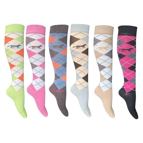 Cozy Flair Women’s Argyle Horses Knee High Socks Cover