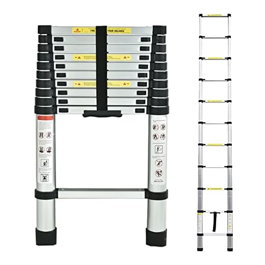 Telescoping Loft Ladder Extension Ladders 10.5ft 330lbs Max Load for Attic Loft RV Roof Home Office, Aluminum Light Weight Easy to Carry or Storage Stepladder Telescopic