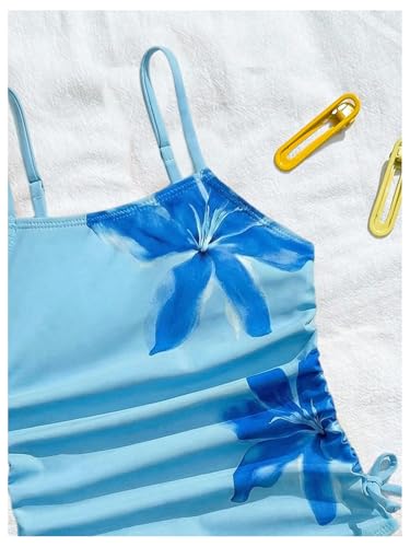 Image of Floerns Girl's One Piece Swimsuit Flower Bow Side Ruched Beach Vacation Bathing Suit
