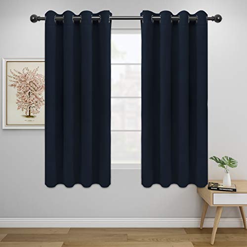 Image of Easy-Going Blackout Curtains for Bedroom, Solid Thermal Insulated Grommet and Noise Reduction Window Drapes, Room Darkening Curtains for Living Room, 2 Panels(52x63 in,Navy)