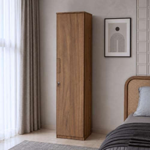 Image of COUCH CULTURE Adona Engineered Wood Wardrobe for Clothes with 1 Door | Storage Organizer | Storage Cabinet for Kitchen | Multipurpose Almirah for Bedroom, Living Room | 1 Year Warranty - Leon Teak