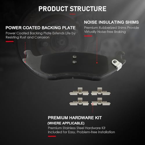 Image of cciyu D898 Rear Ceramic Disc Brake Pads Kit For Dodge For Durango 2004-2006,For Dodge For Ram 1500 2002-2006