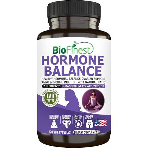 BioFinest Hormone Balance Supplement 40:1 Myo D-Chiro Inositol Capsule 120 Count Vitamin D3 Folate Zinc Magnesium Vegan General Wellness Support