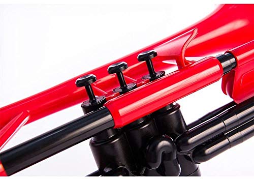 Pinstrument Pcornet Plastic Cornet - Mouthpieces And Carrying Bag - Bb Authentic Sound For Student & Beginner - Durable Abs Construction - Red #TOP1