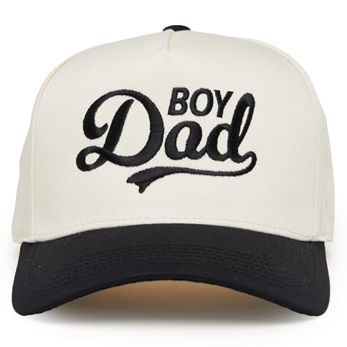 Funky Junque Canvas Snapback Trucker Hat - Father's Day, Funny Mom Hat, Baseball Cap for Mom & Dad - Boy Dad - Black/Beige
